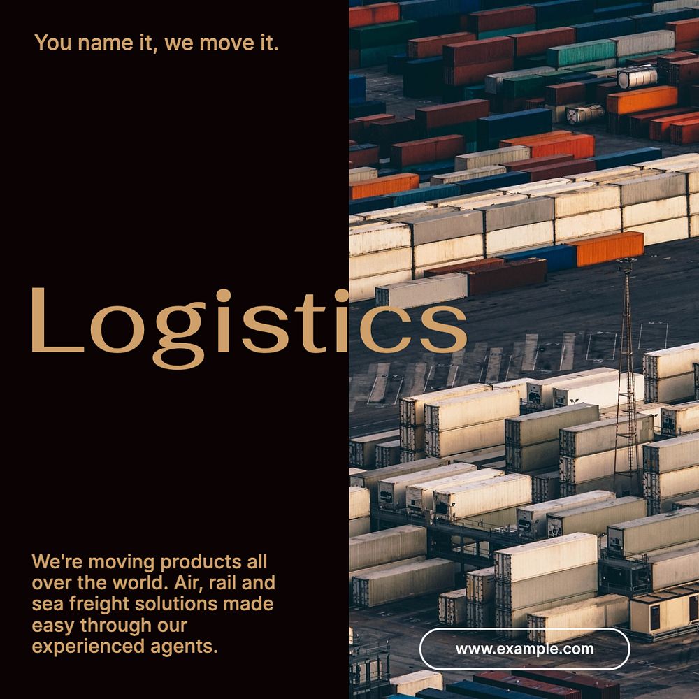 Logistics  Instagram post template, editable text