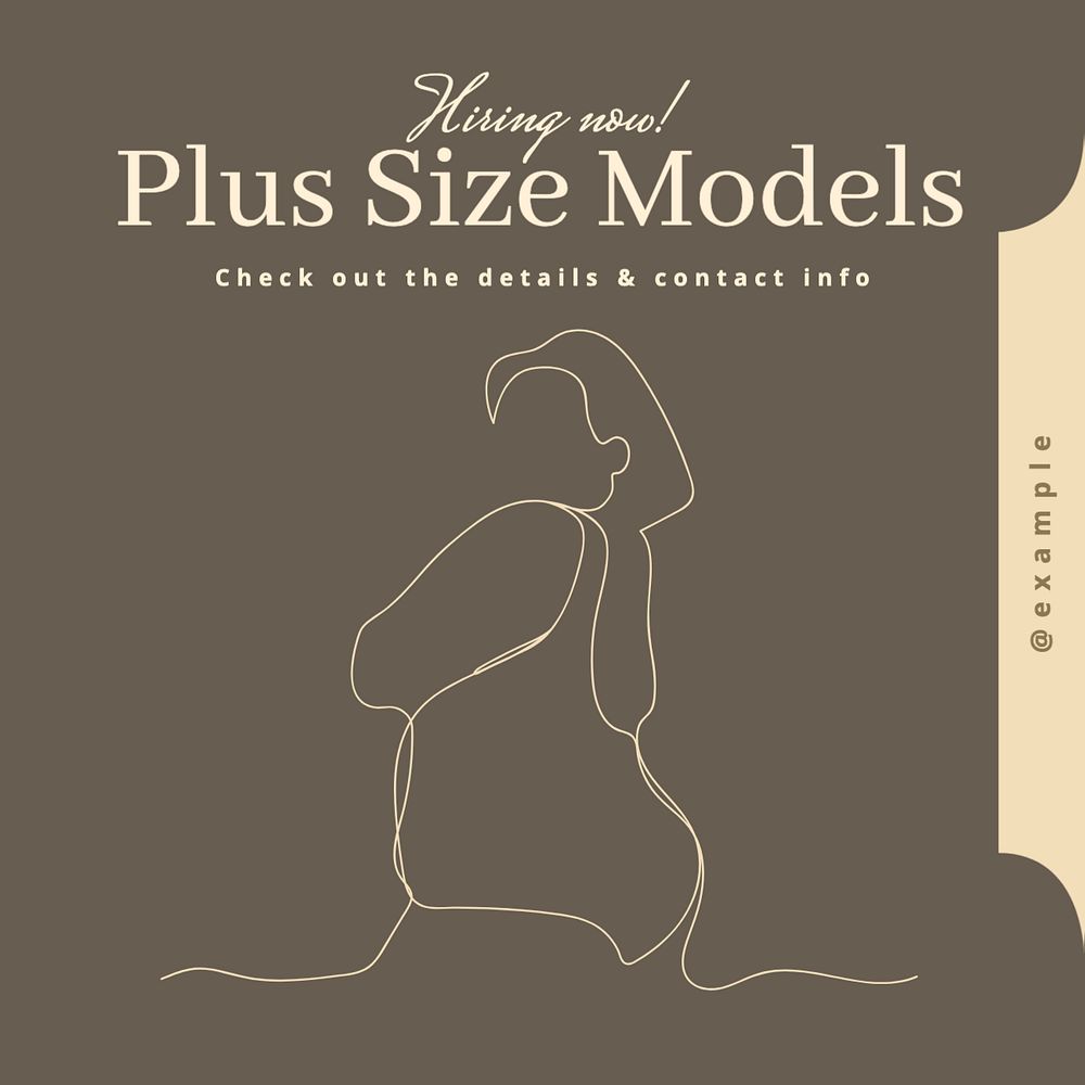 Plus size model Instagram post template, editable text