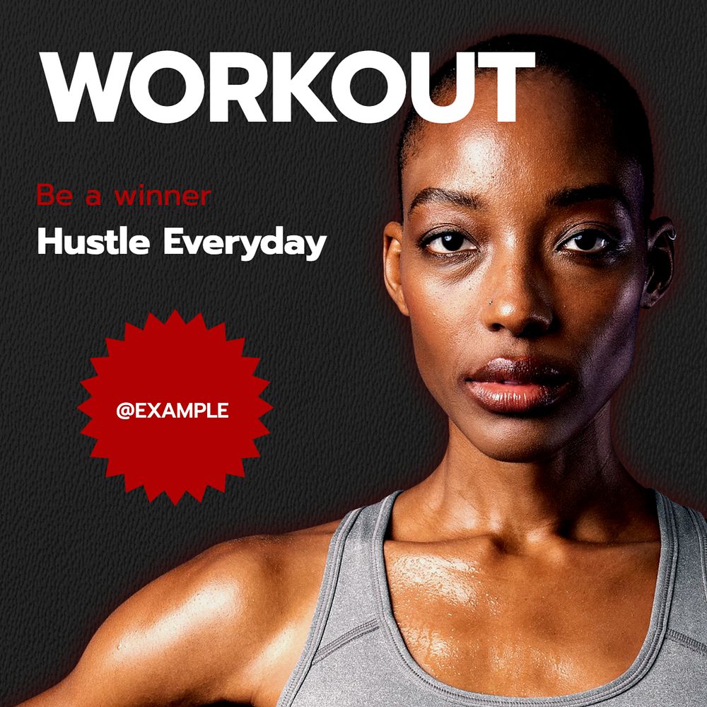 Workout everyday Instagram post template, editable text