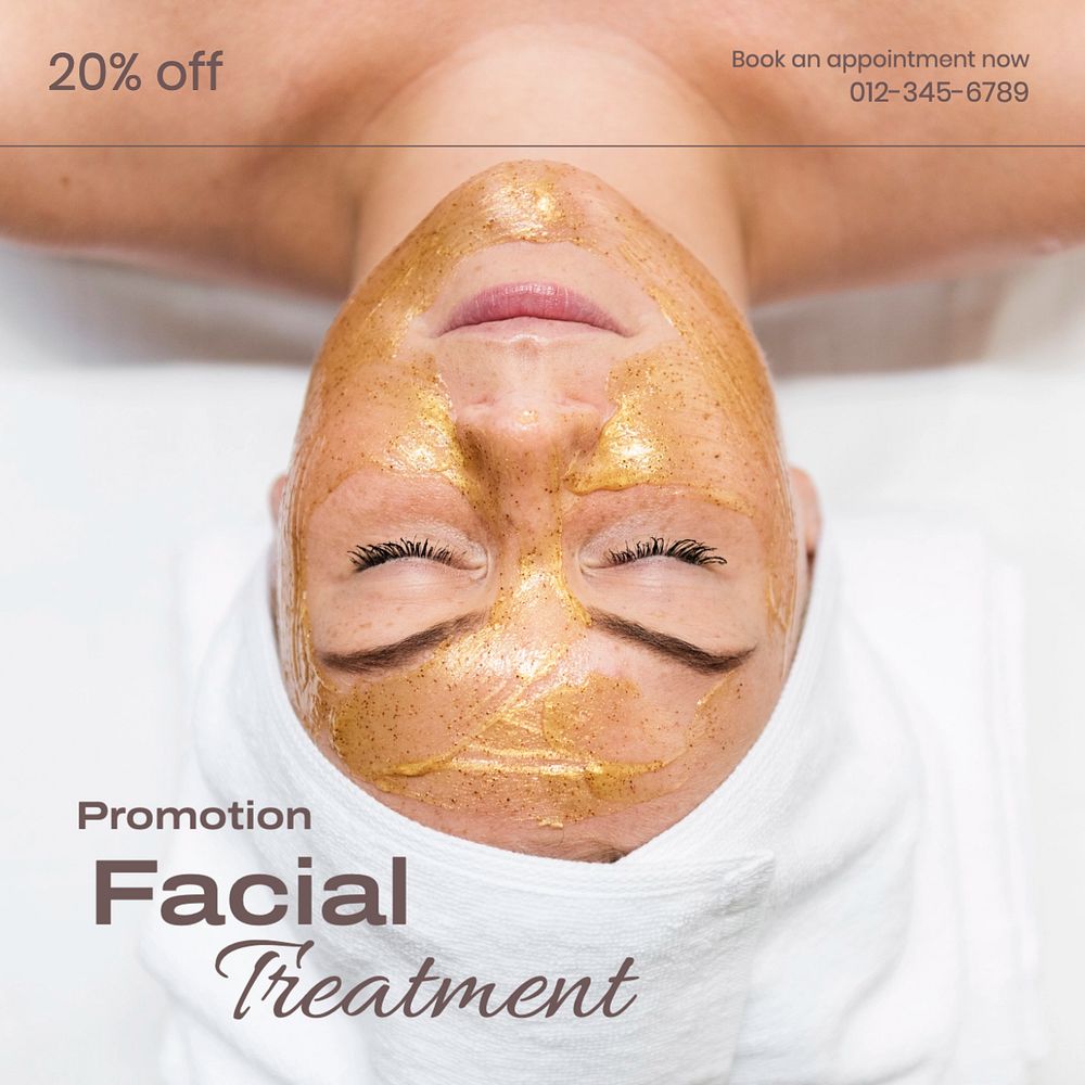 Facial treatment Instagram post template, editable text