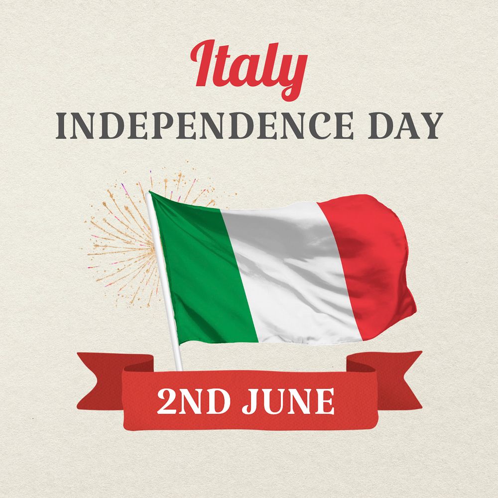 Italy Independence Day Instagram post template, editable text