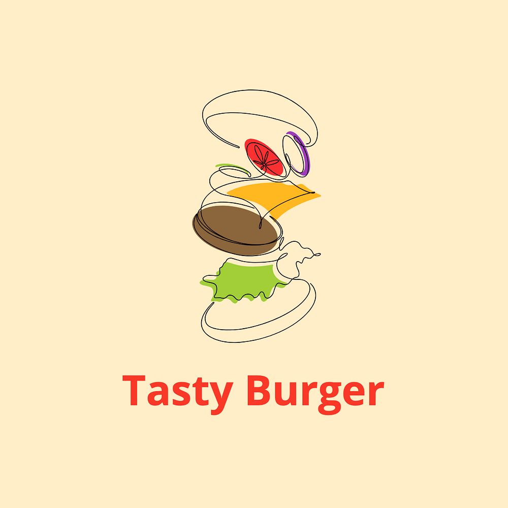 Tasty burger logo template, editable text