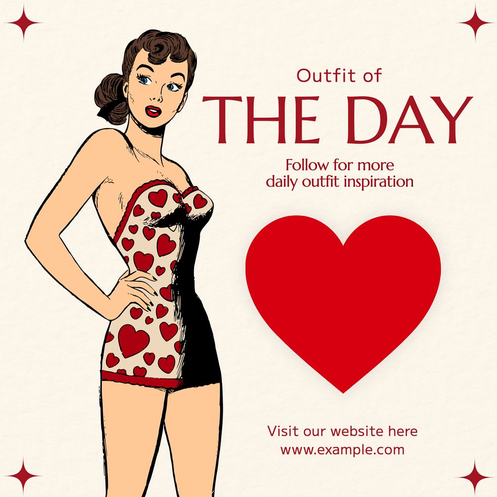 Daily outfit Instagram post template, editable text