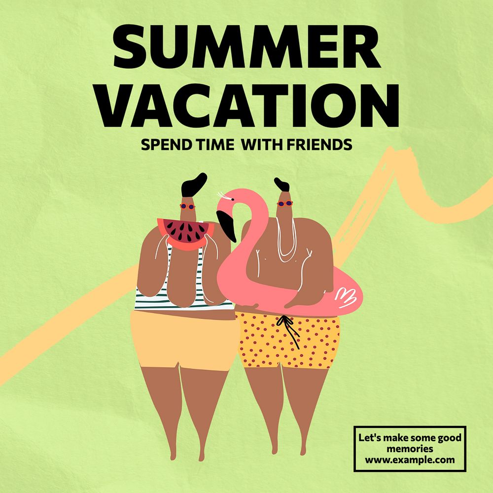 Summer vacation  Instagram post template, editable text