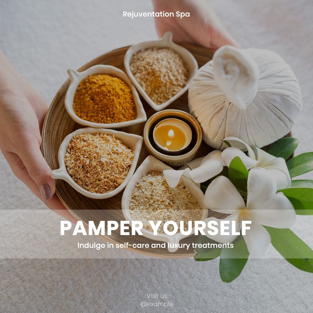 Pamper Instagram post template, editable text