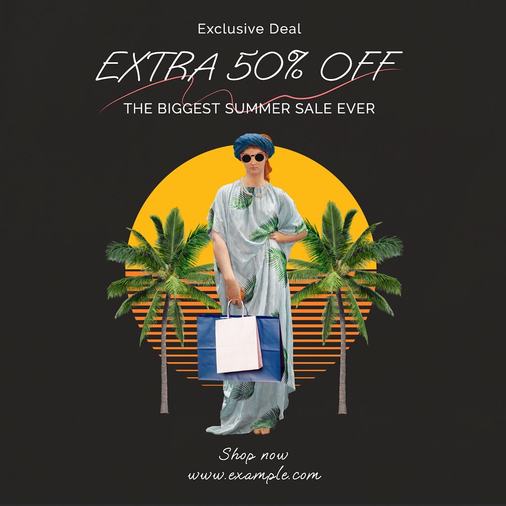 Summer sale  Instagram post template, editable text