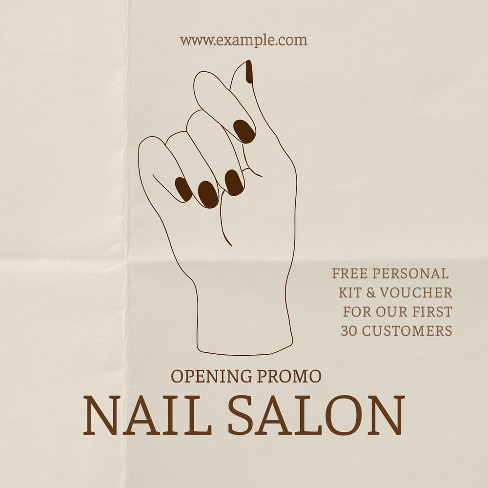 Nail salon Instagram post template, editable text