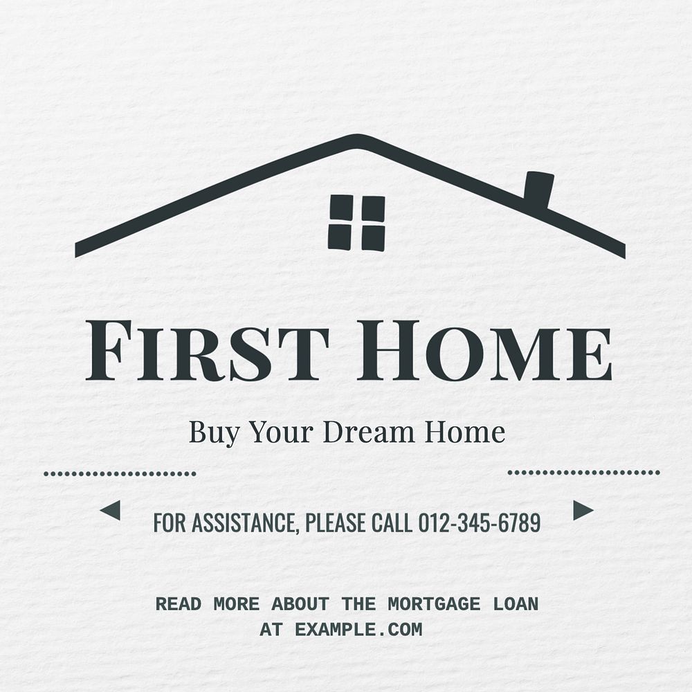 First home Instagram post template, editable text