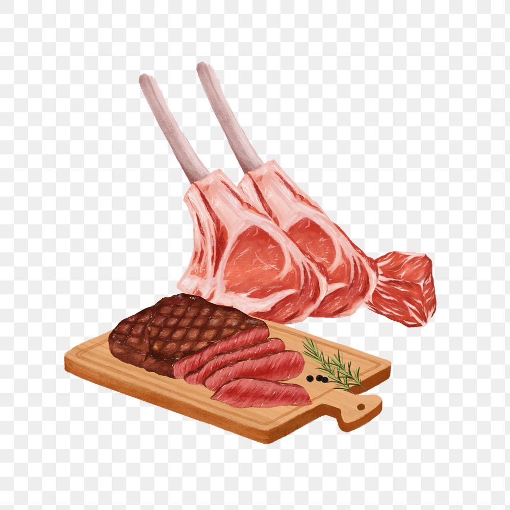 Beef steak, food png digital paint, editable design