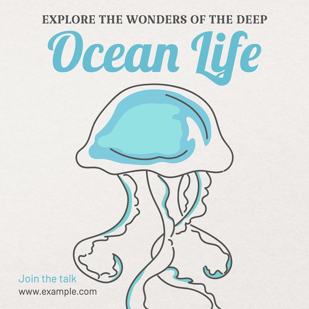 Ocean life Instagram post template, editable text