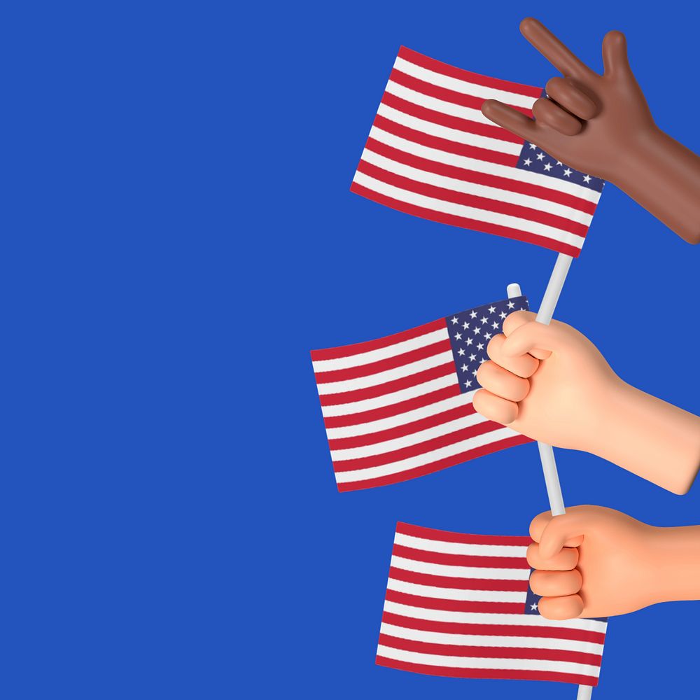 3D Waving American flags background, 3D editable illustration, element editable illustration