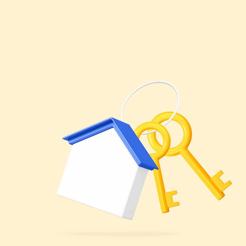 3D house and key, element editable illustration