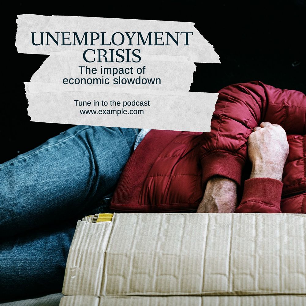 Unemployment crisis  Instagram post template, editable text