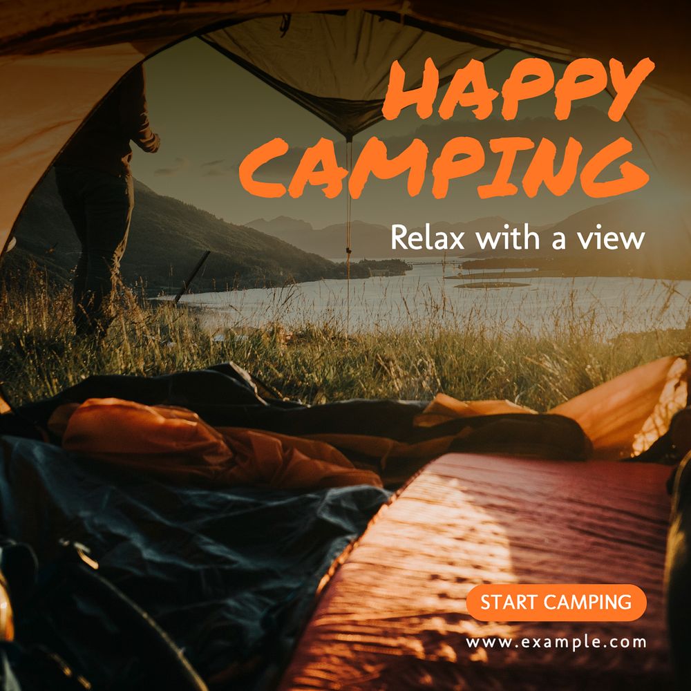 Camping Instagram post template, editable text