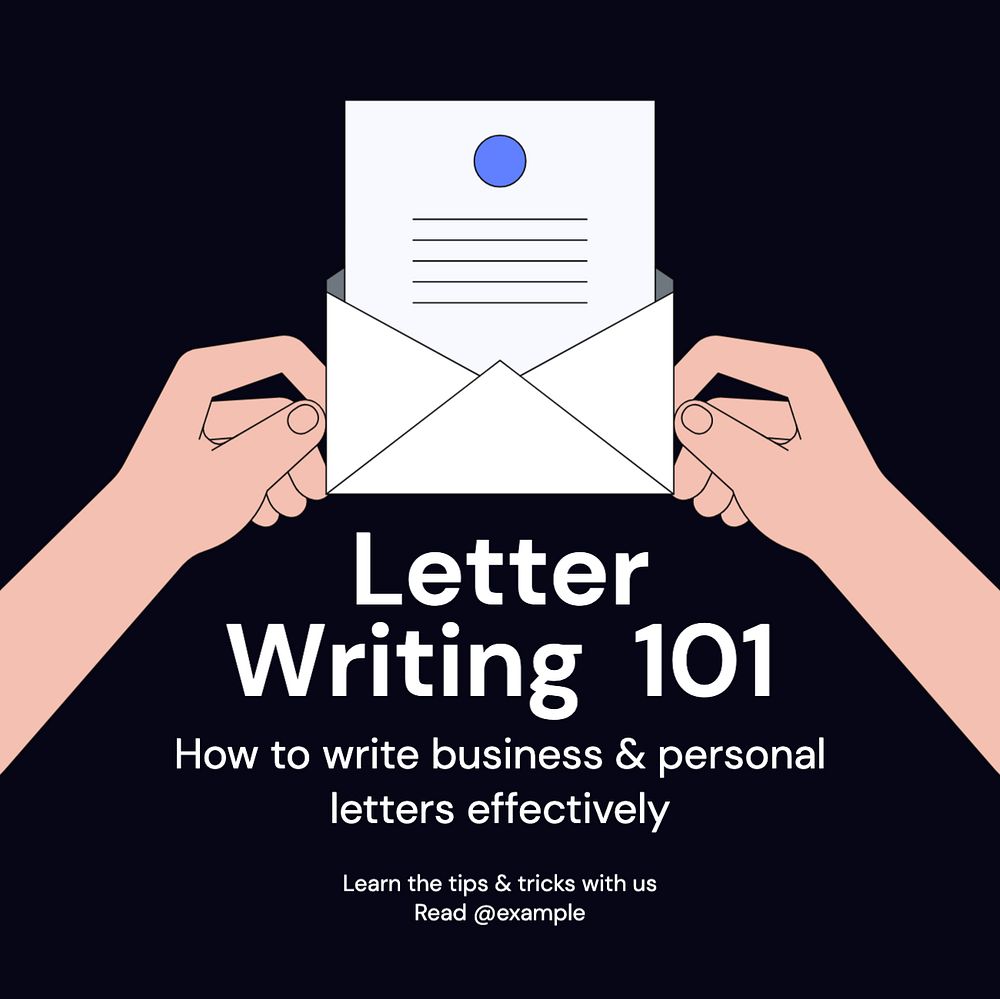 Letter writing Instagram post template, editable text