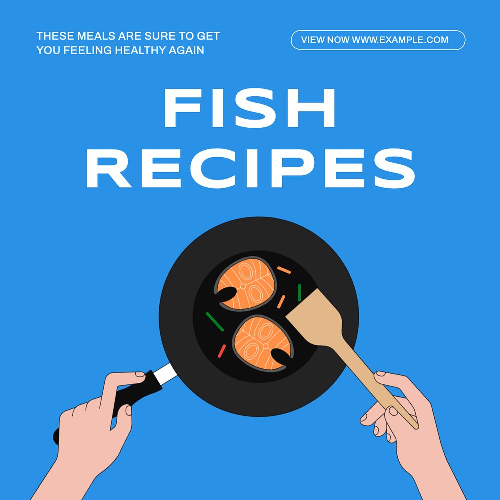 Fish recipes Instagram post template, editable text