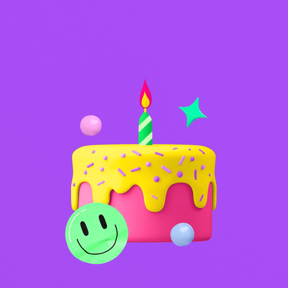 3D birthday cake, element editable illustration