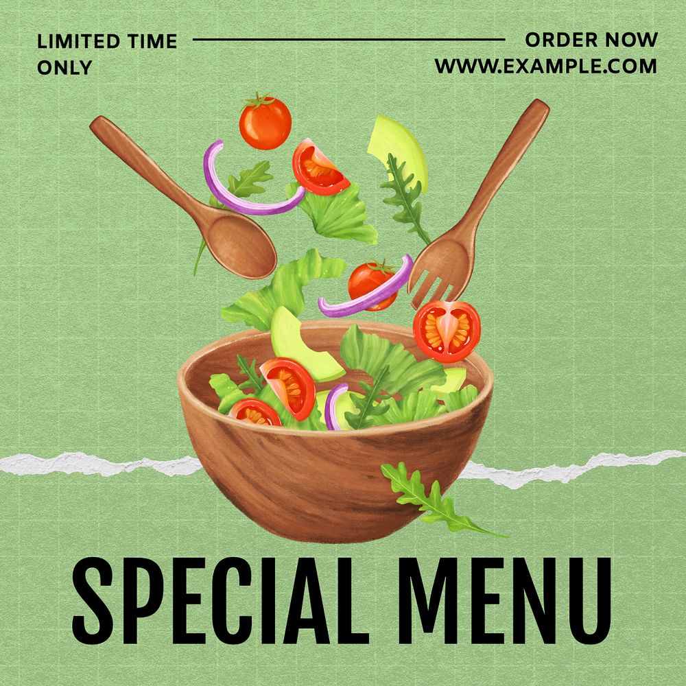 Special menu  Instagram post template, editable text