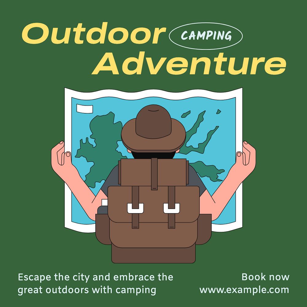 Outdoor adventure Instagram post template, editable text