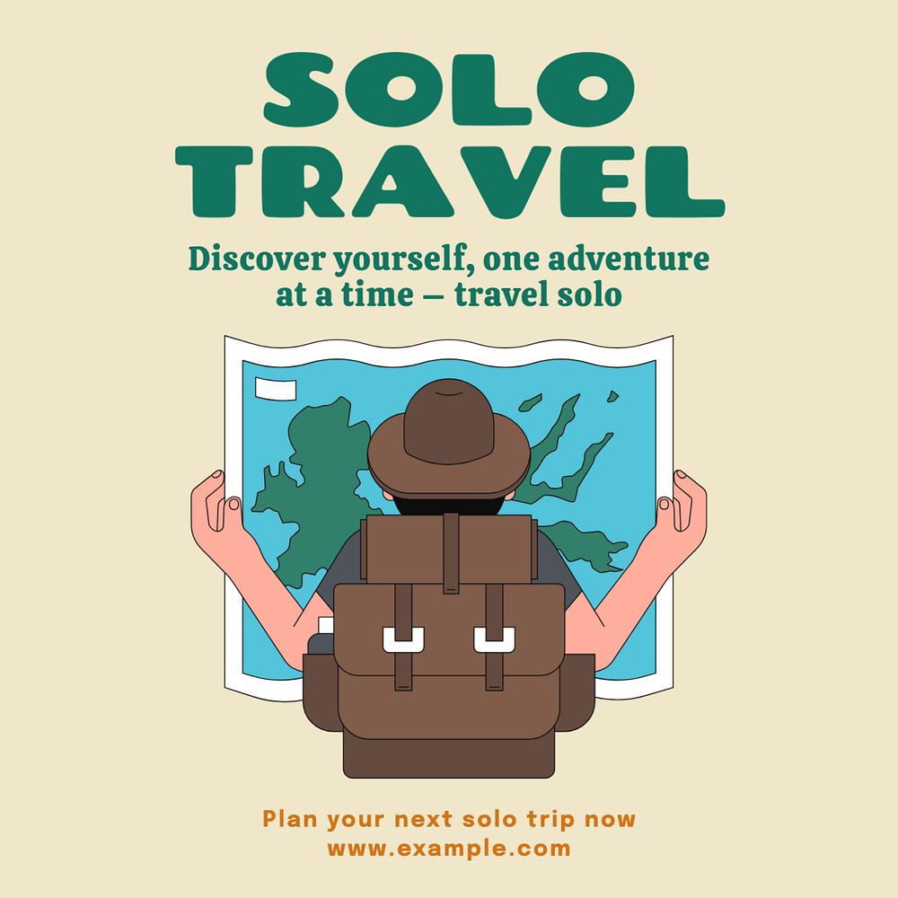 Sola travel Instagram post template, editable text