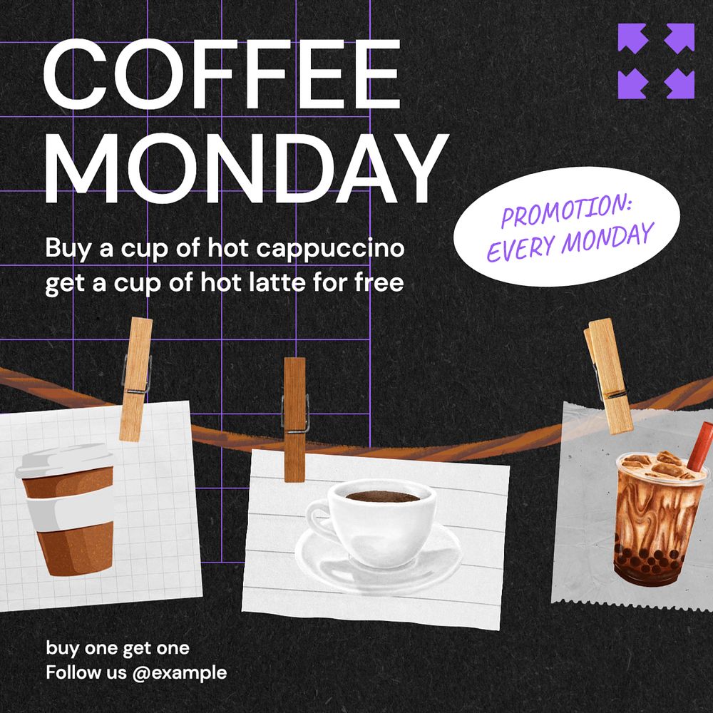 Coffee Monday Instagram post template, editable text