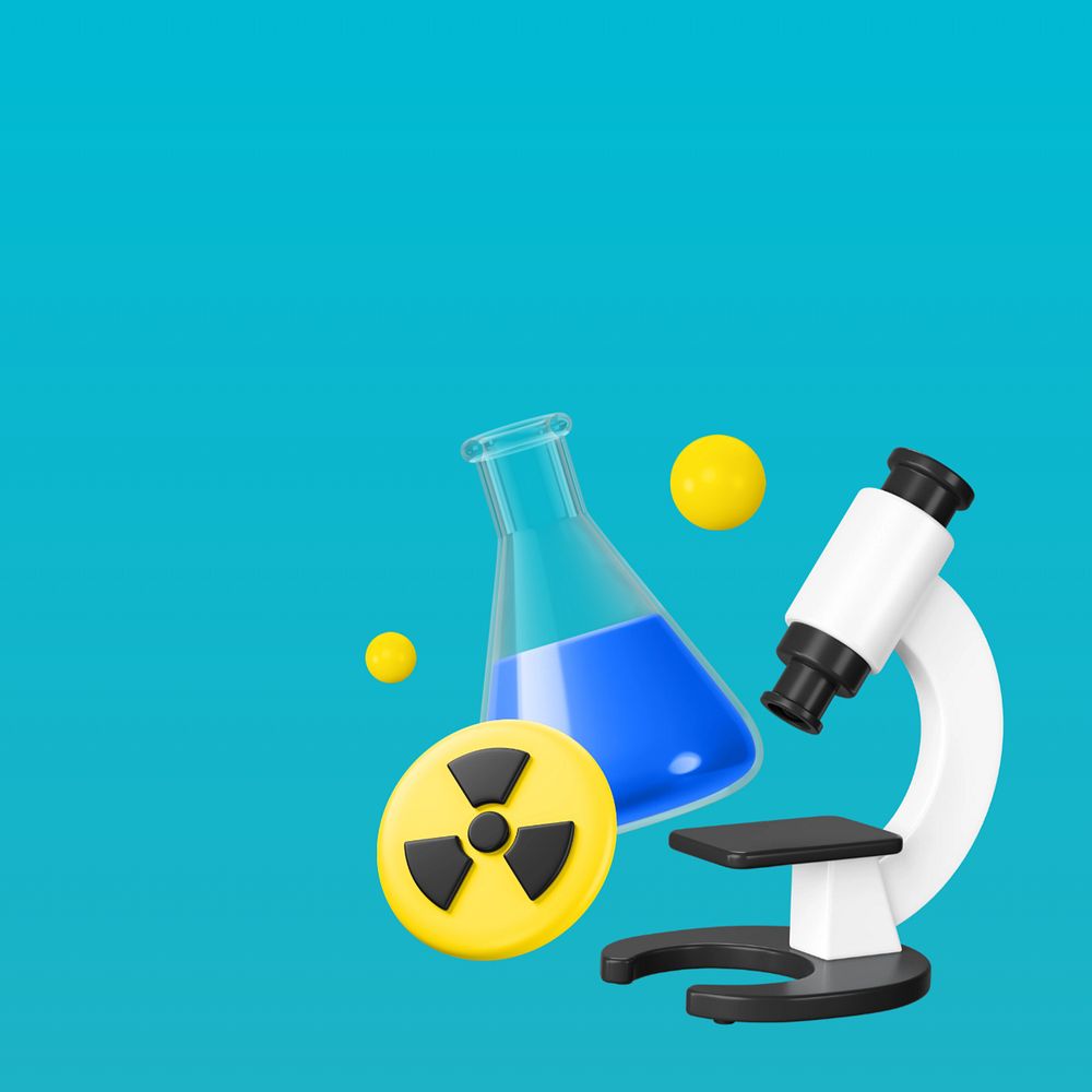 Radiation flask chemical background, 3D editable illustration