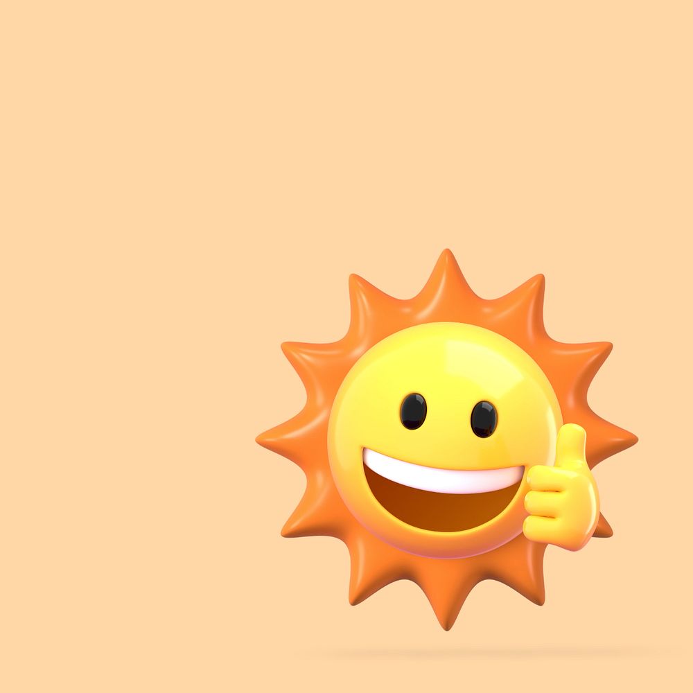 3D smiling sun, weather editable illustration