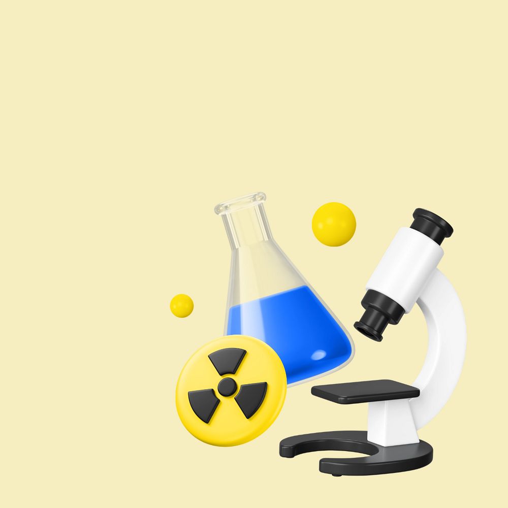 Radiation flask chemical background, 3D editable illustration