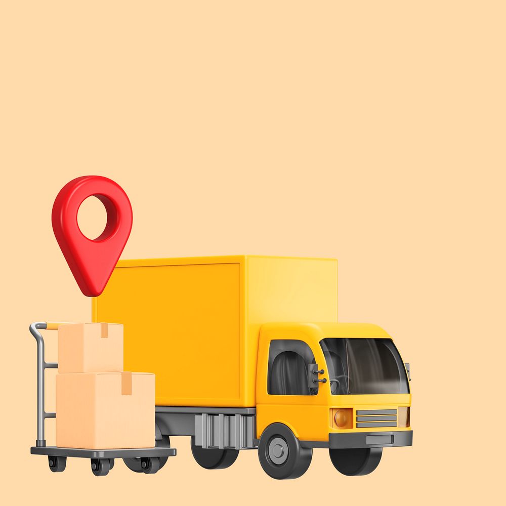 3D logistic truck, element editable illustration