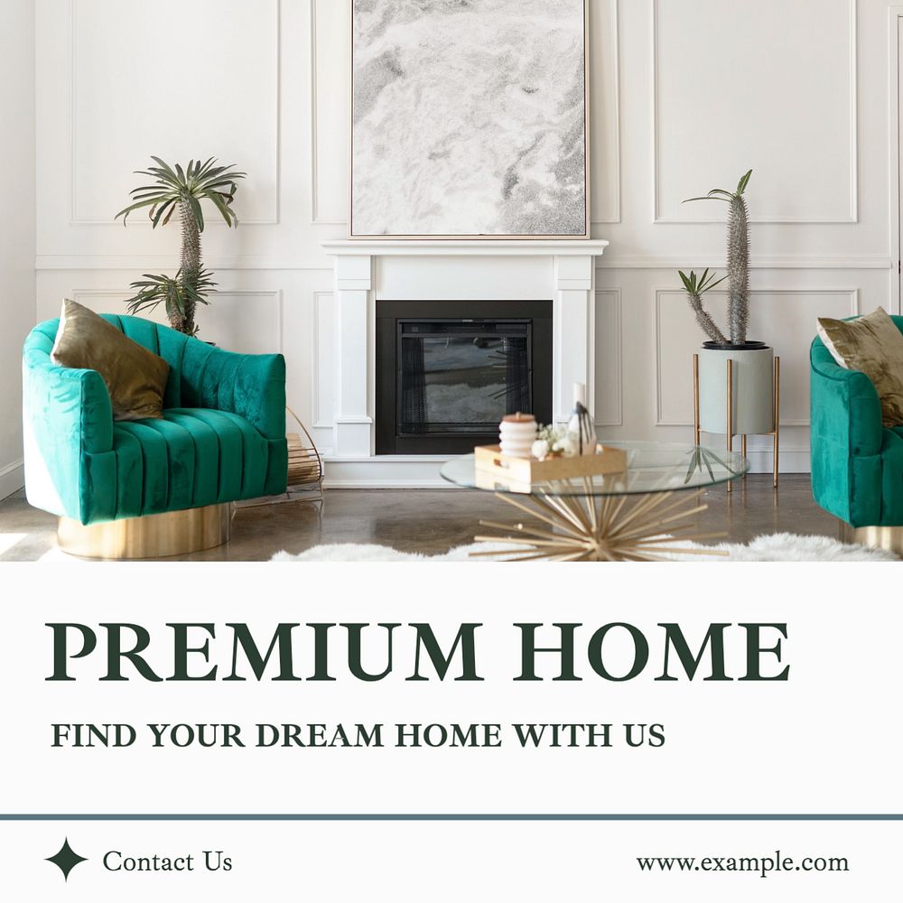 Premium home Instagram post template, editable text