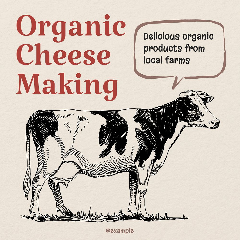 Cheese making Instagram post template, editable text