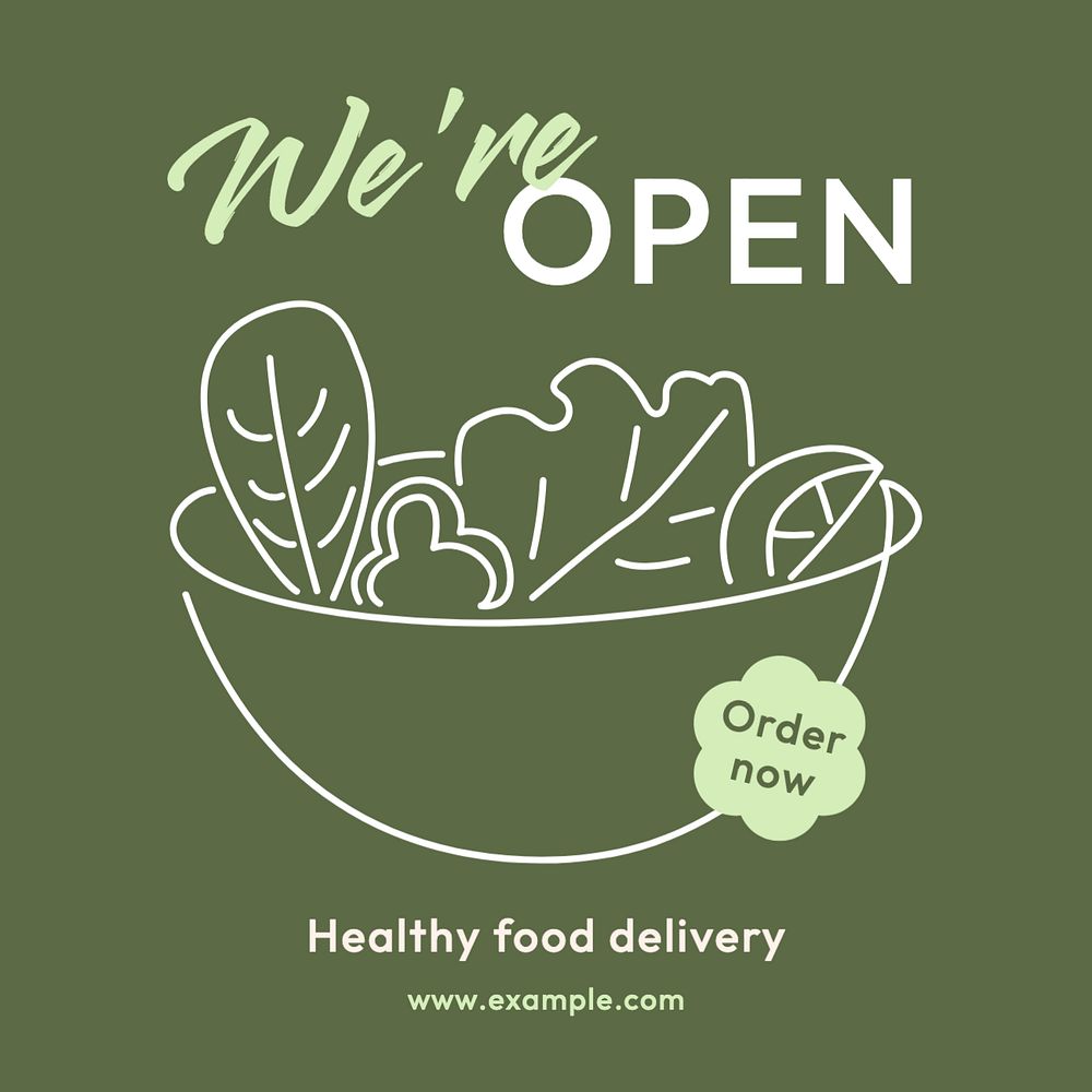 We're open, restaurant Instagram post template, editable text