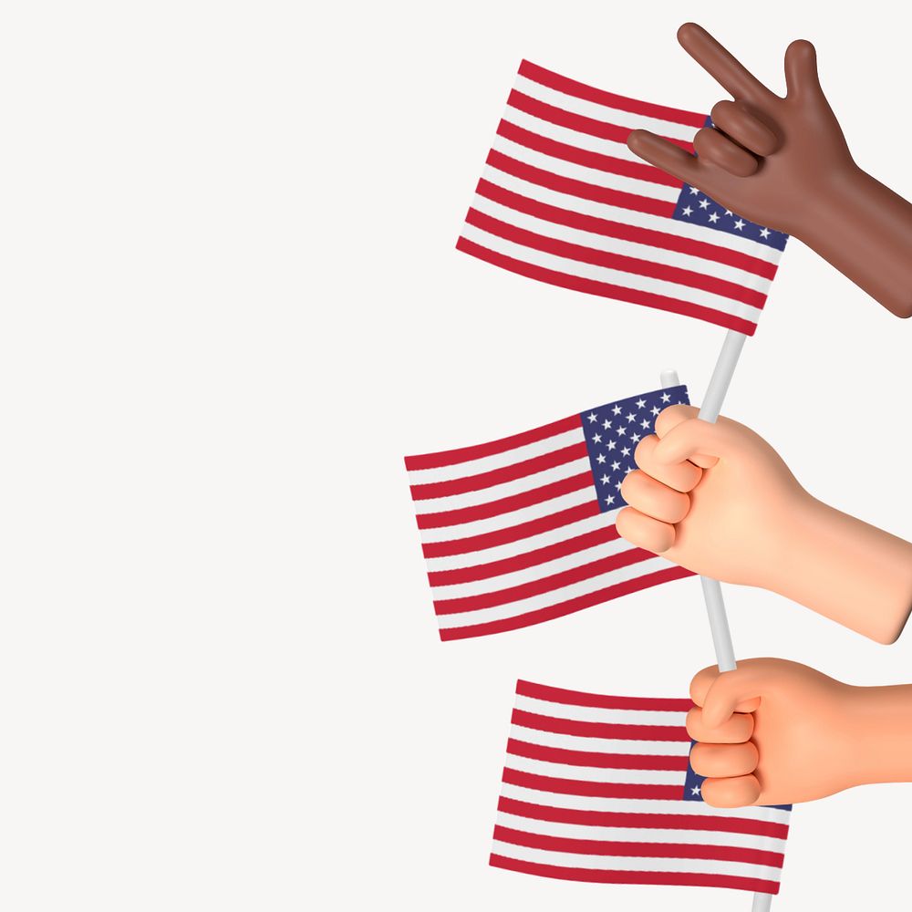 3D Waving American flags background, 3D editable illustration, element editable illustration