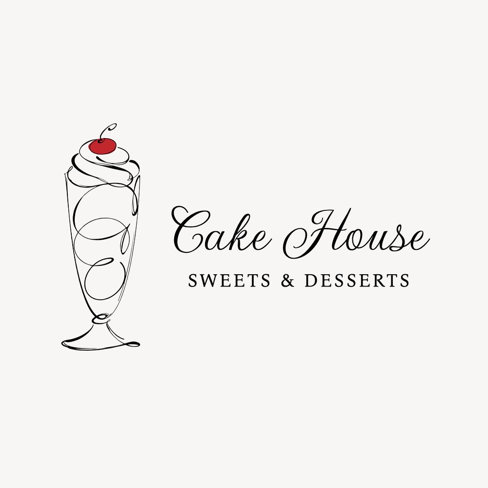 Cafe house logo template, editable text