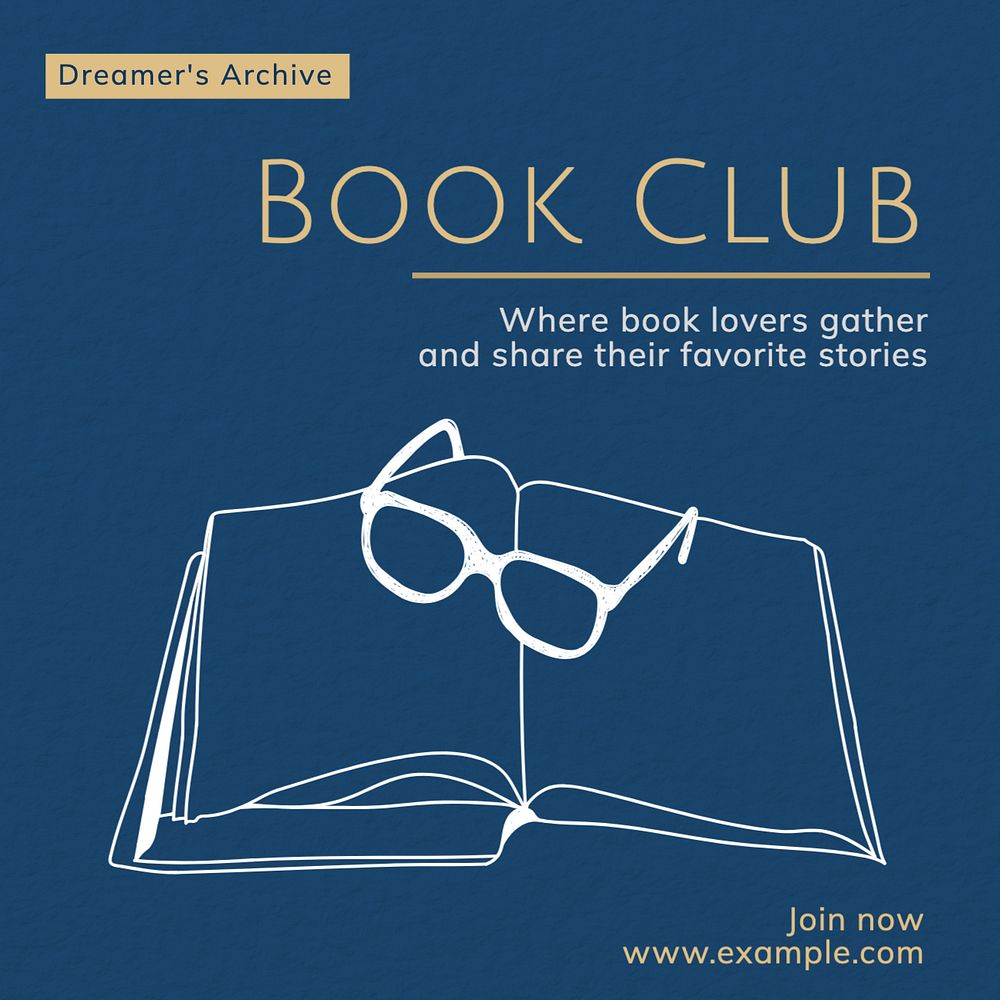 Book club Instagram post template, editable text