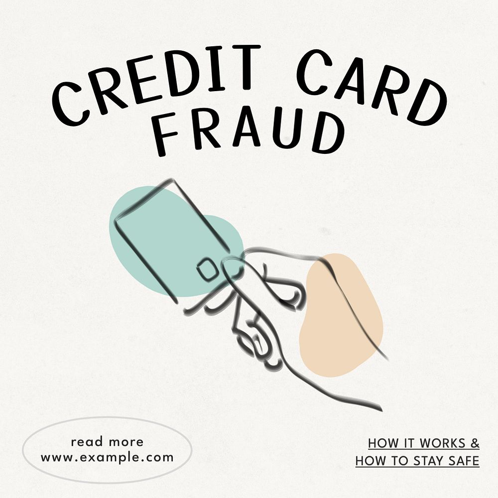 Credit card fraud Instagram post template, editable text