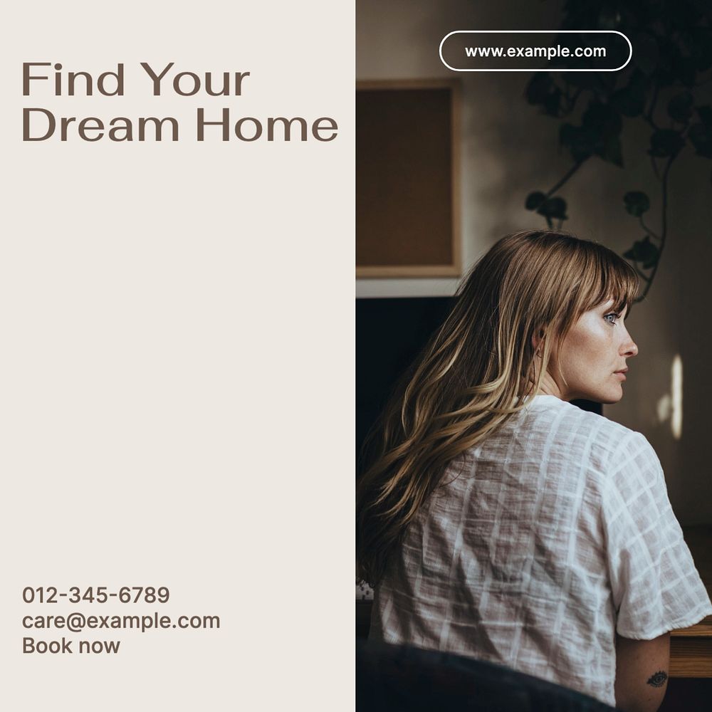 Real estate advertisement Instagram post template, editable text