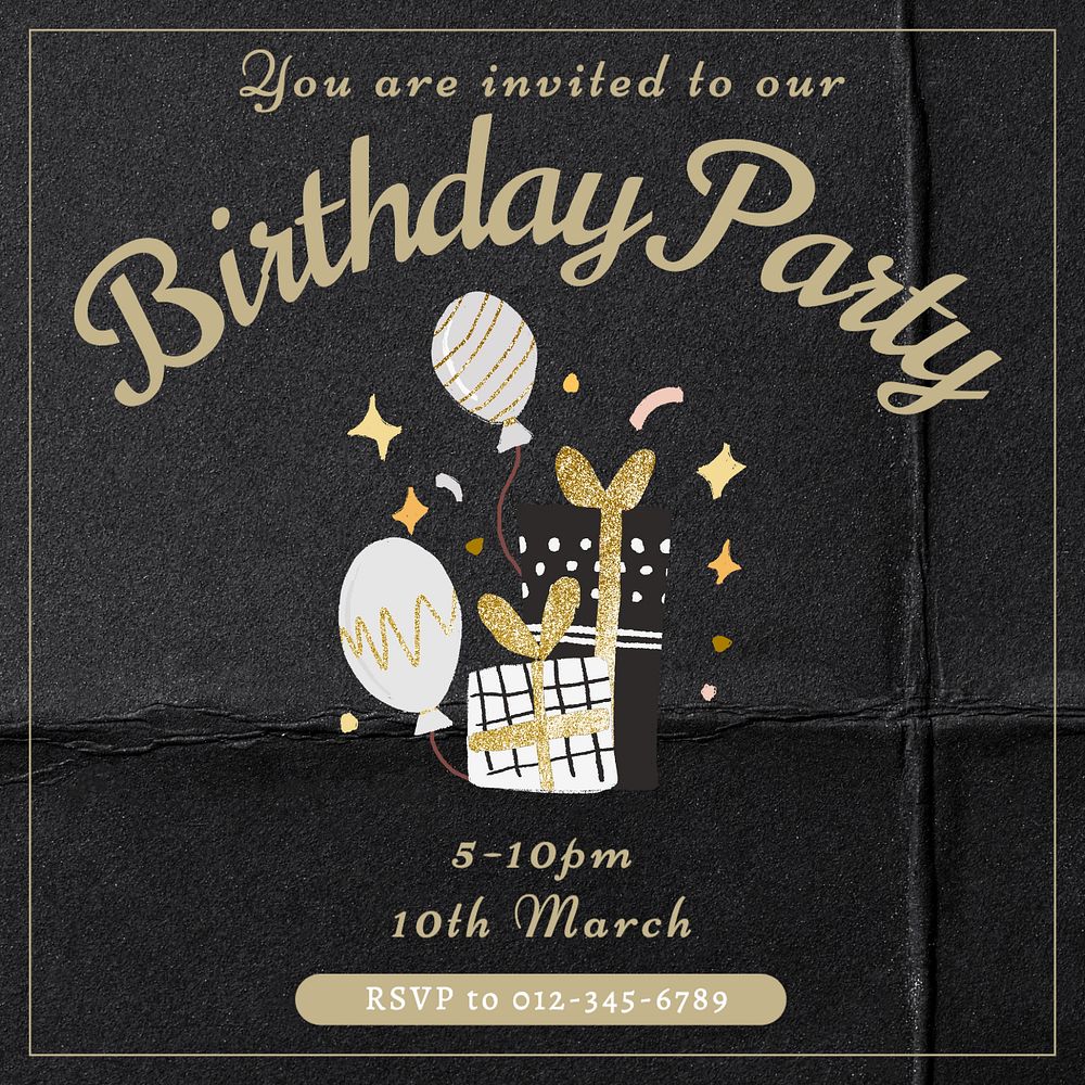 Birthday party  Instagram post template, editable text