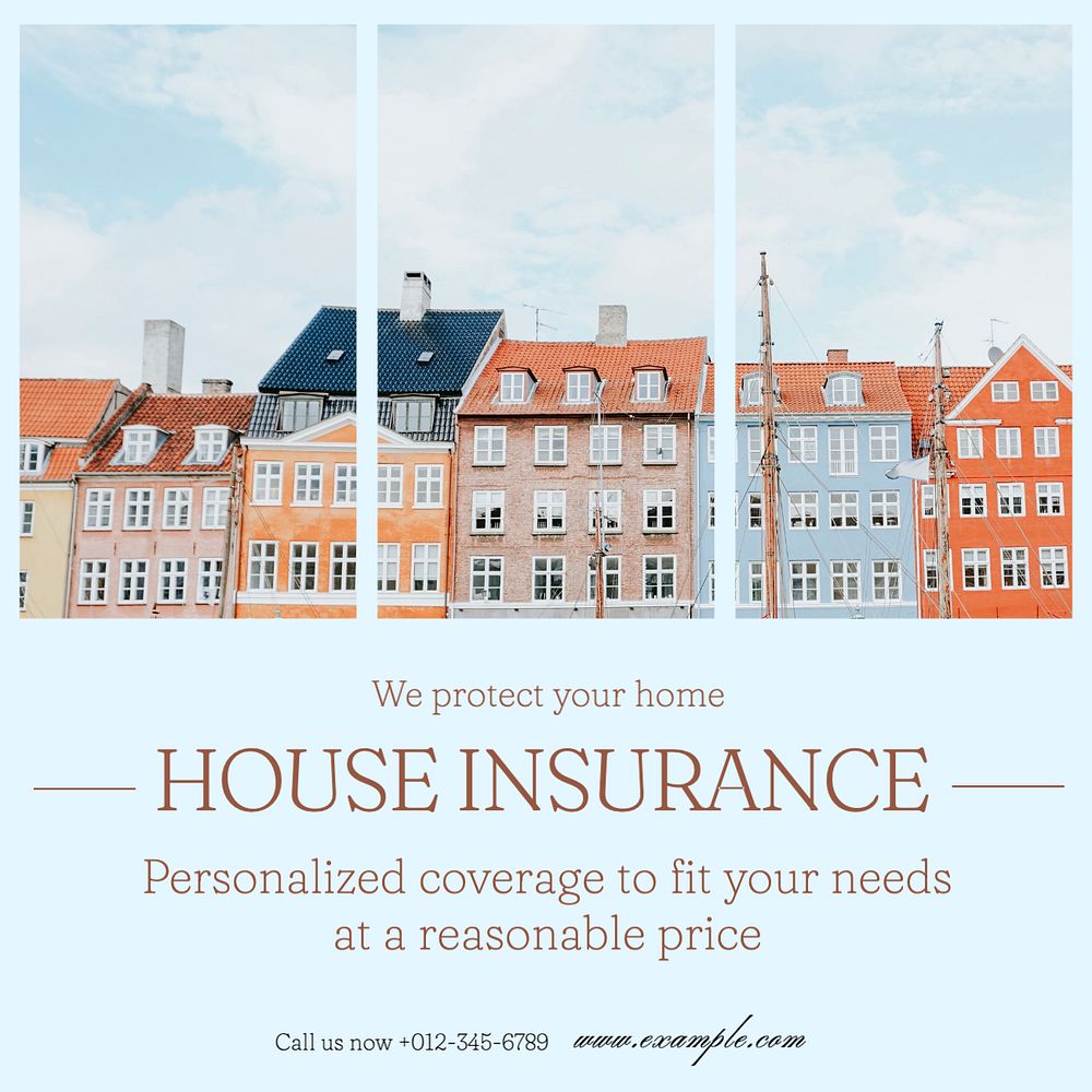 House insurance Instagram post template, editable text