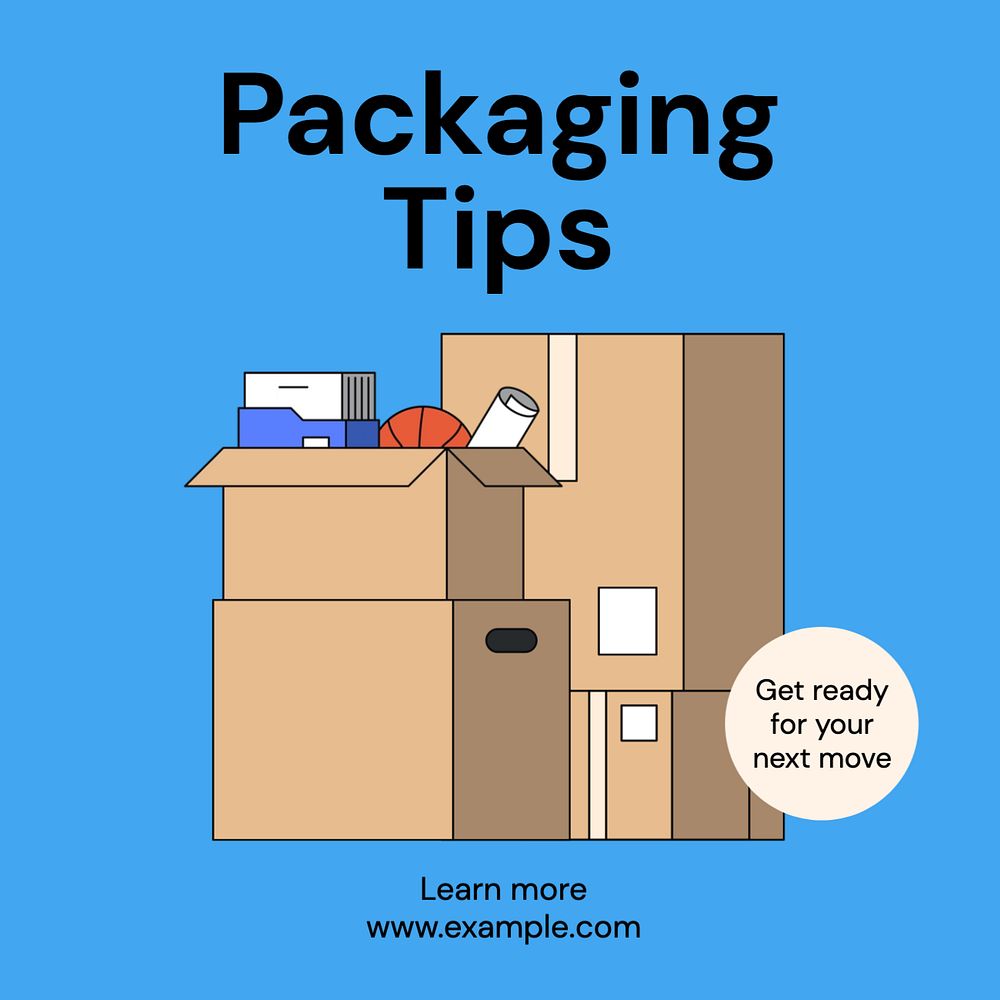 Packing and moving Instagram post template, editable text