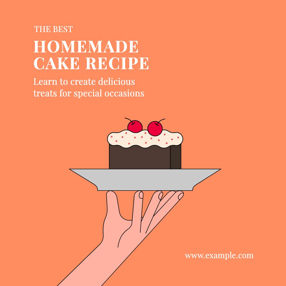 Homemade recipe Instagram post template, editable text