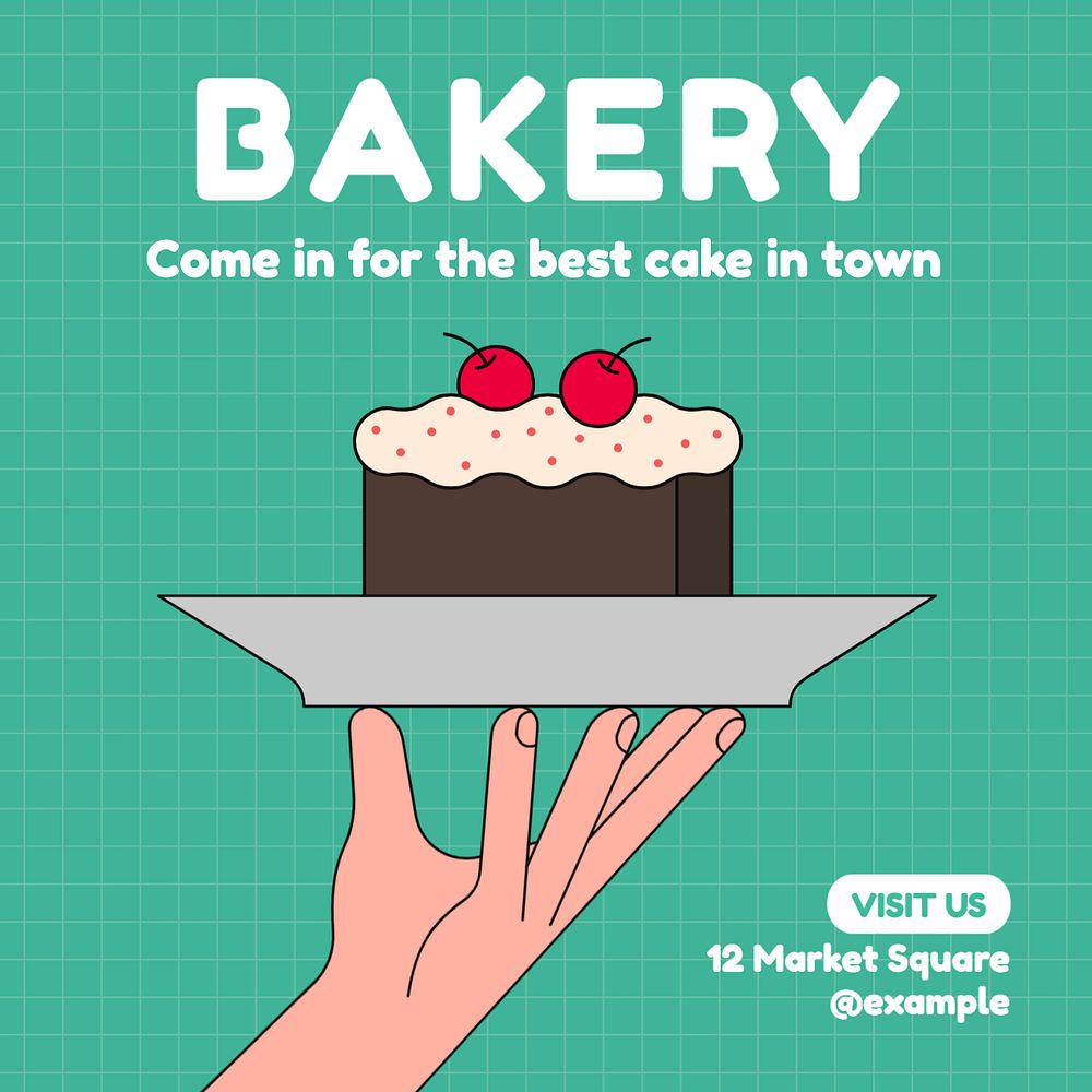 Bakery Instagram post template, editable text