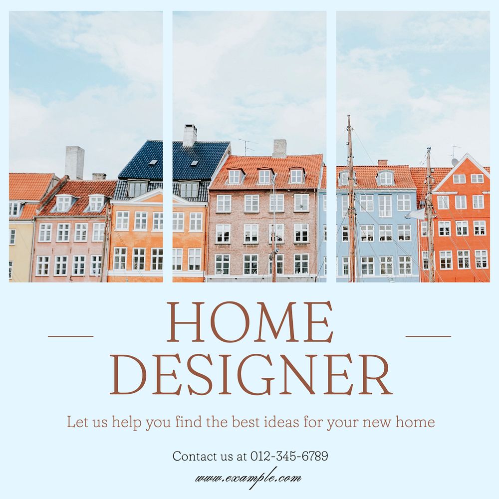 Home designer Instagram post template, editable text