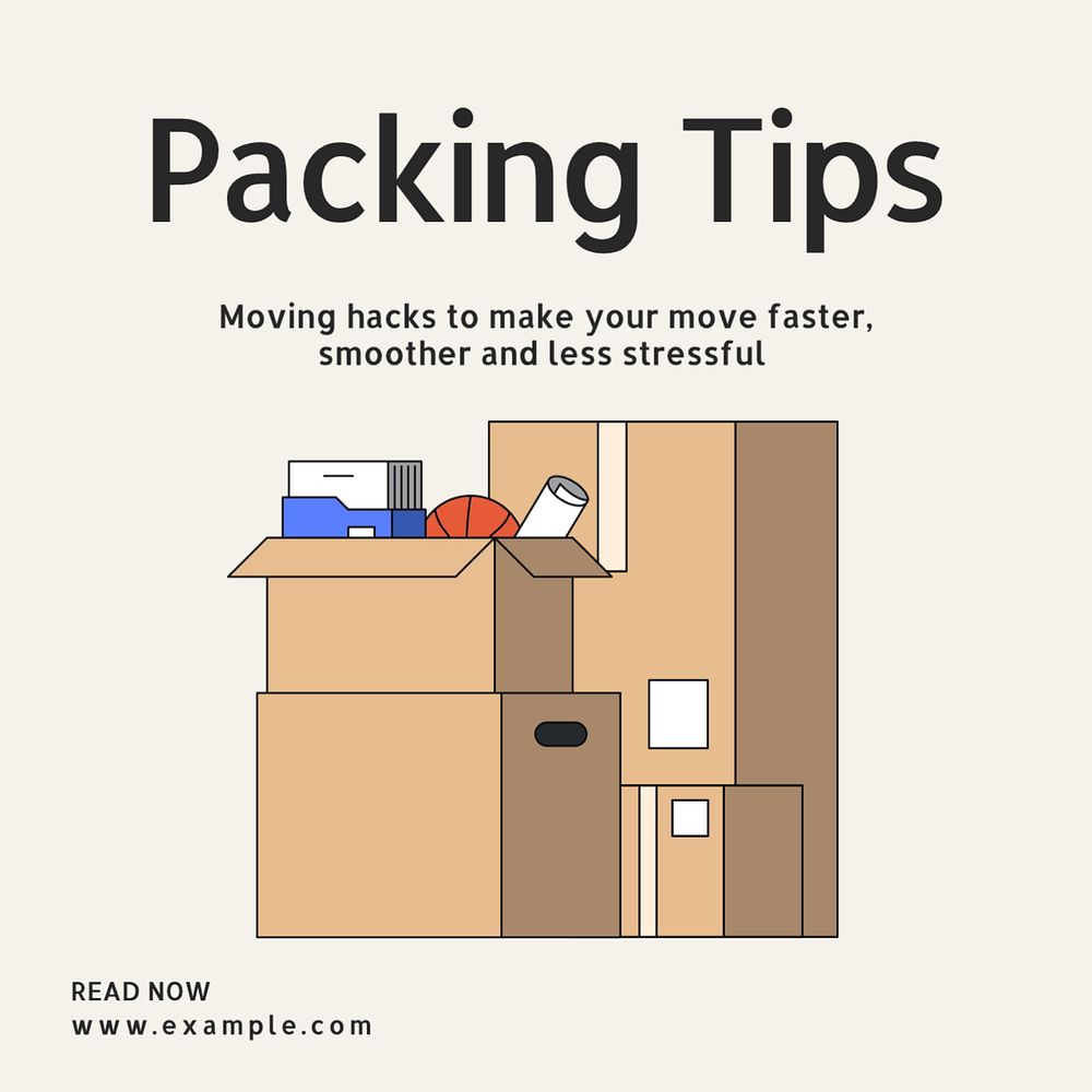 Packing tips Instagram post template, editable text