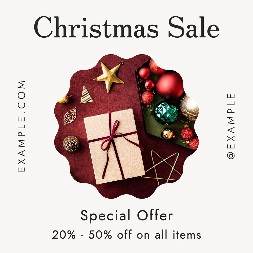 Christmas sale Instagram post template, editable text