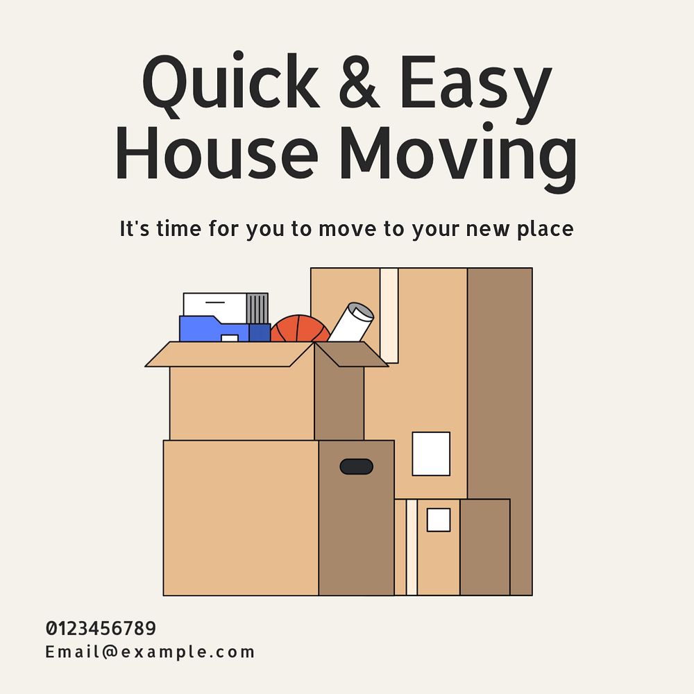 House moving service Instagram post template, editable text