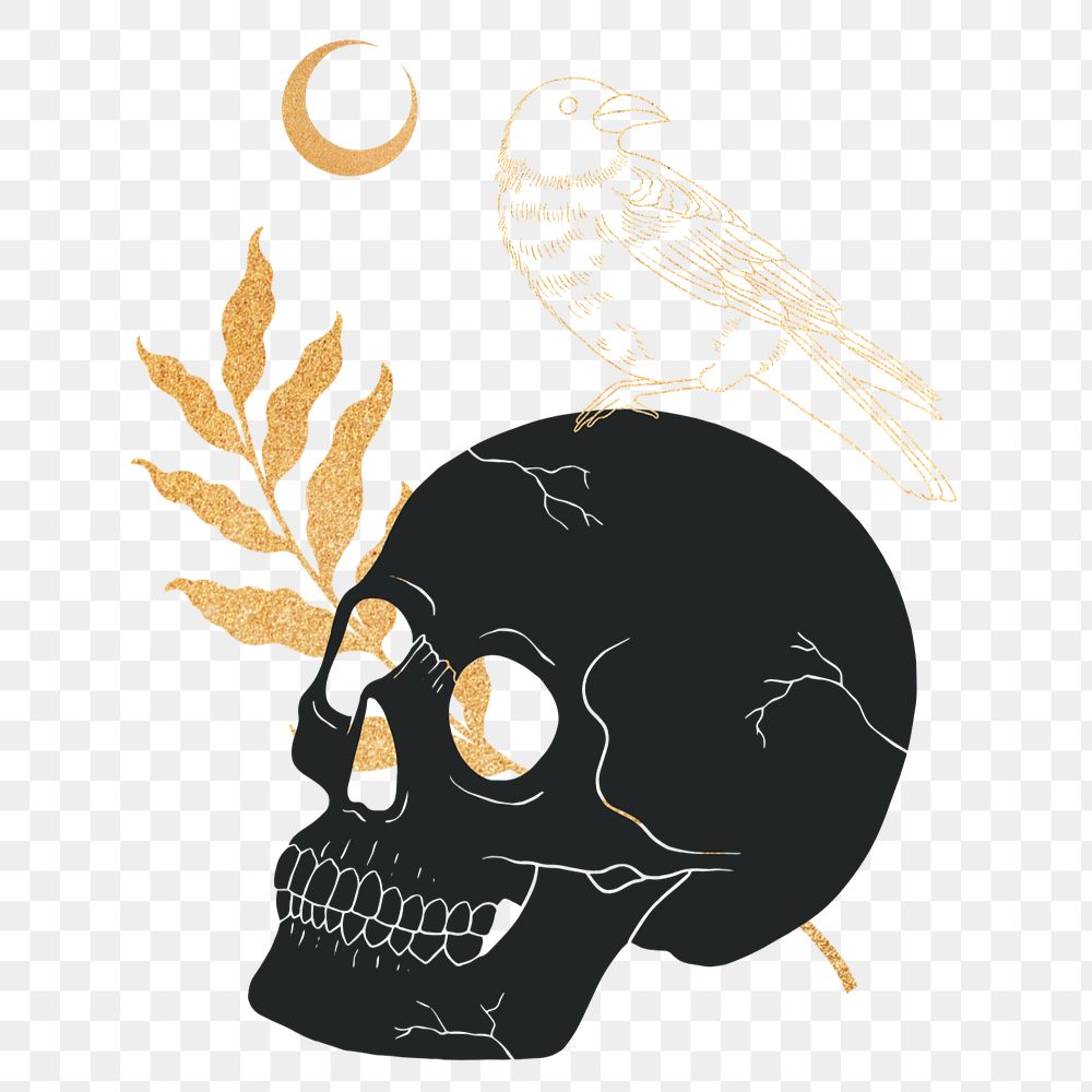 Death aesthetic png element, spiritual illustration remix, editable design