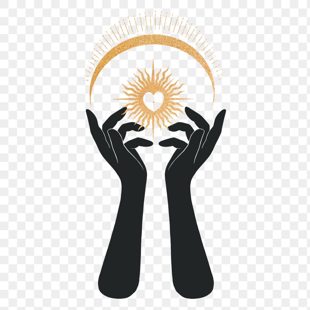 Lover hands png element, spiritual illustration remix, editable design