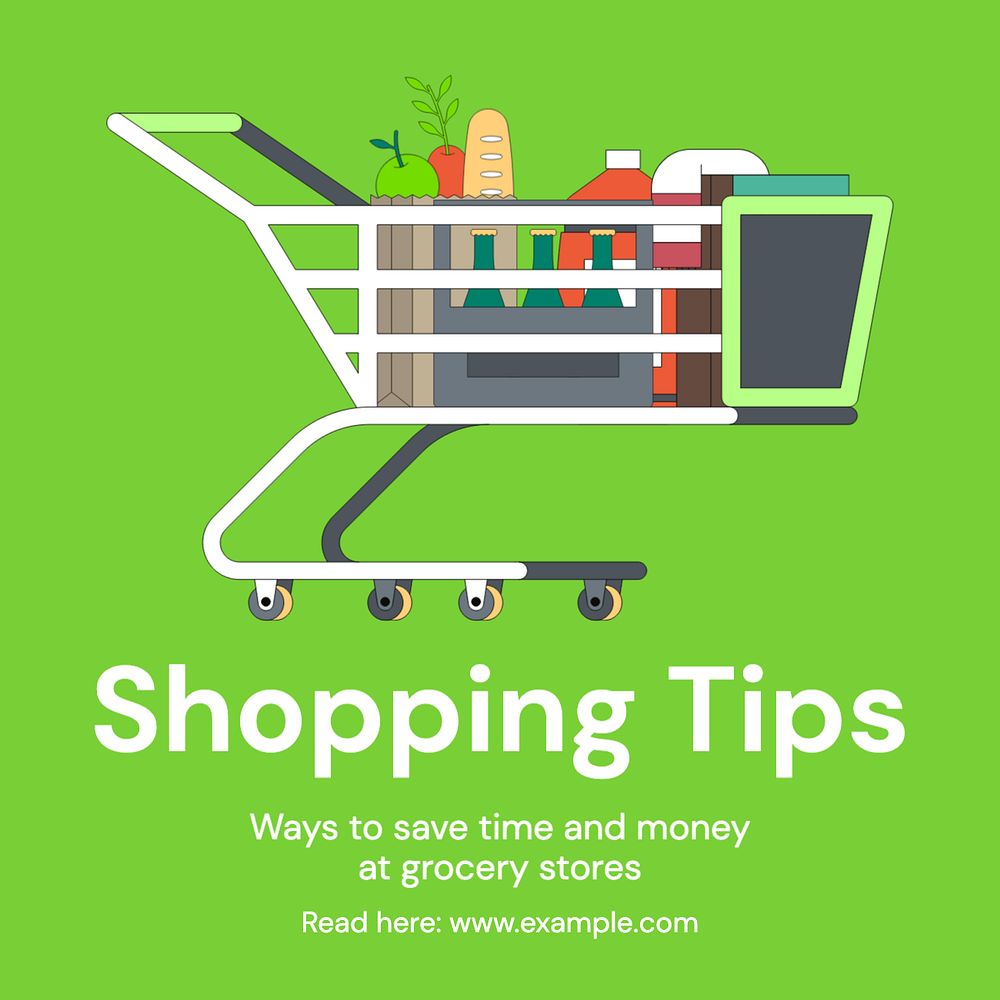Shopping tips Instagram post template, editable text