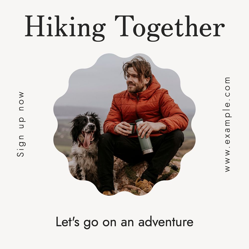 Hiking club Instagram post template, editable text